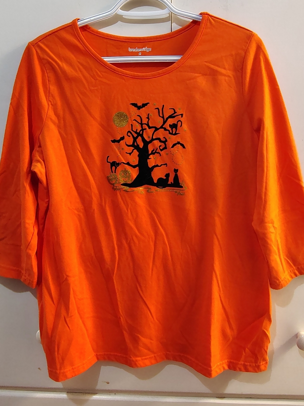 Breckenridge Orange Halloween Tree Graphic 3/4 Sleeve Tee